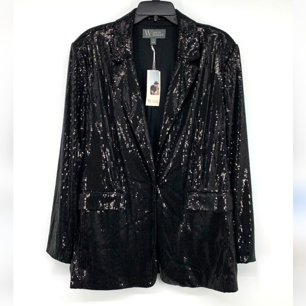 NWT W Worthington Jason Bolden Black Sequin Blazer